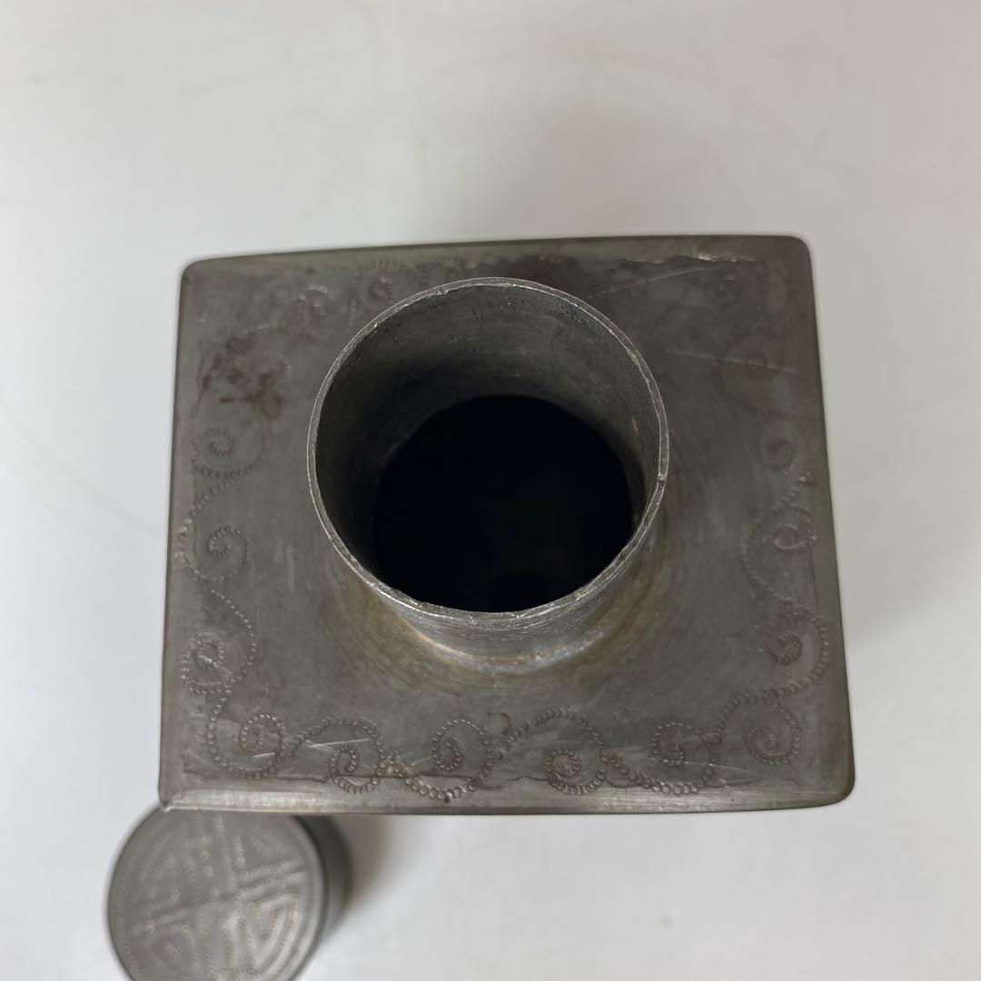 錫製 花鳥図 茶壺 531g トヒニ 東さ7-1124②