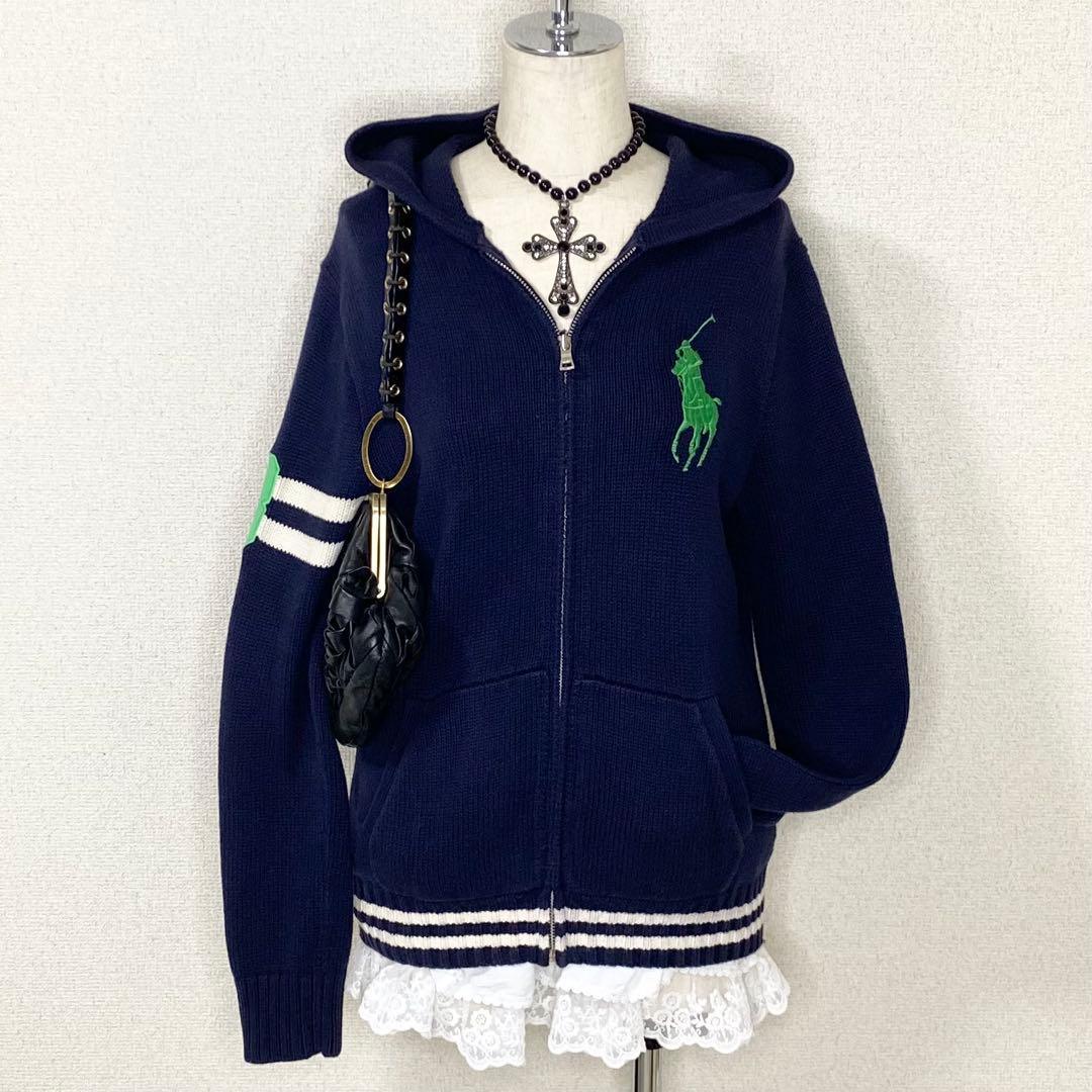 ラルフローレン ニット ジップパーカー ビッグポニー y2k 平成ギャル