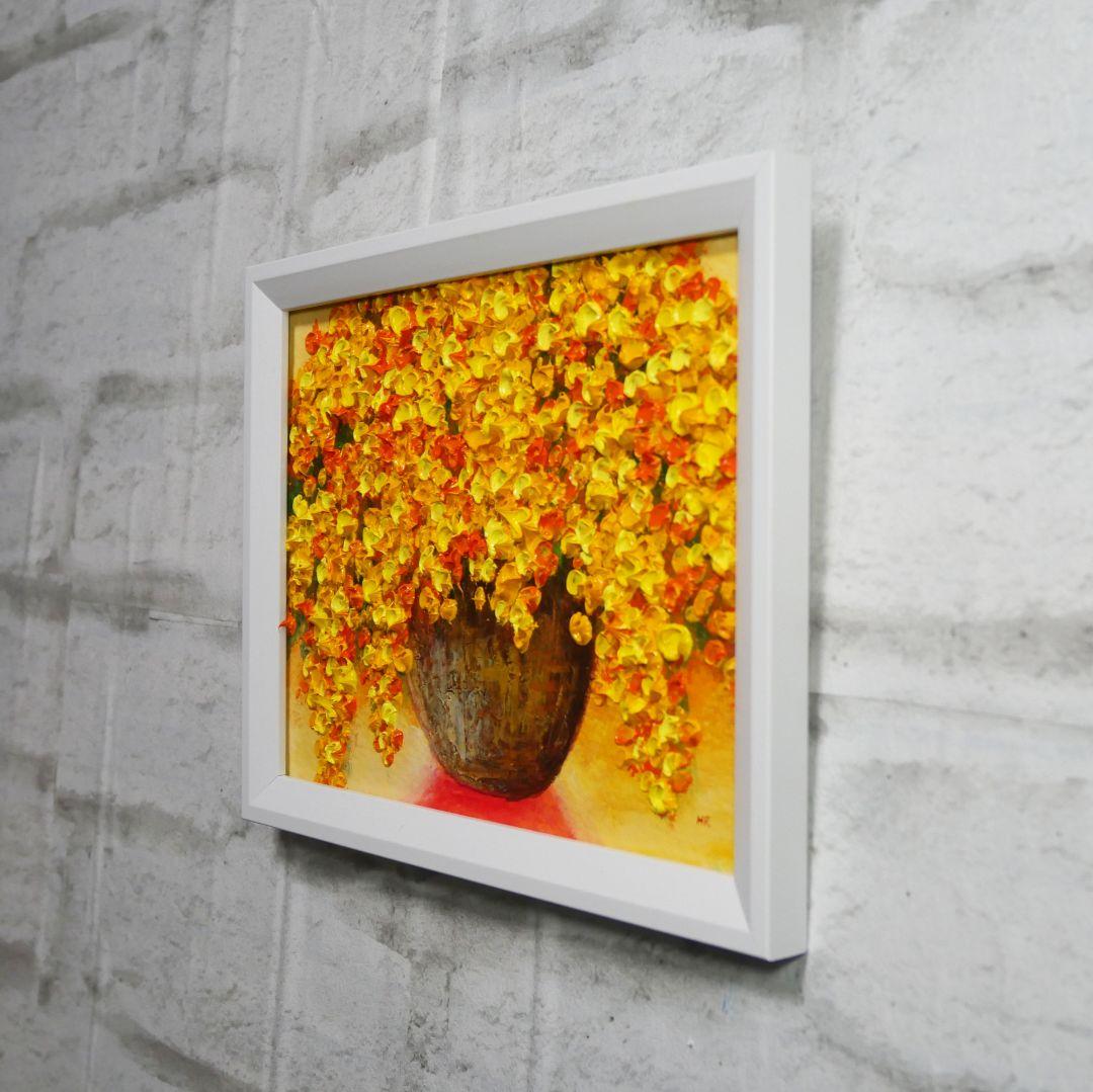 油絵 油彩 油彩画 絵 絵画 ミニ絵画【ミモザ】