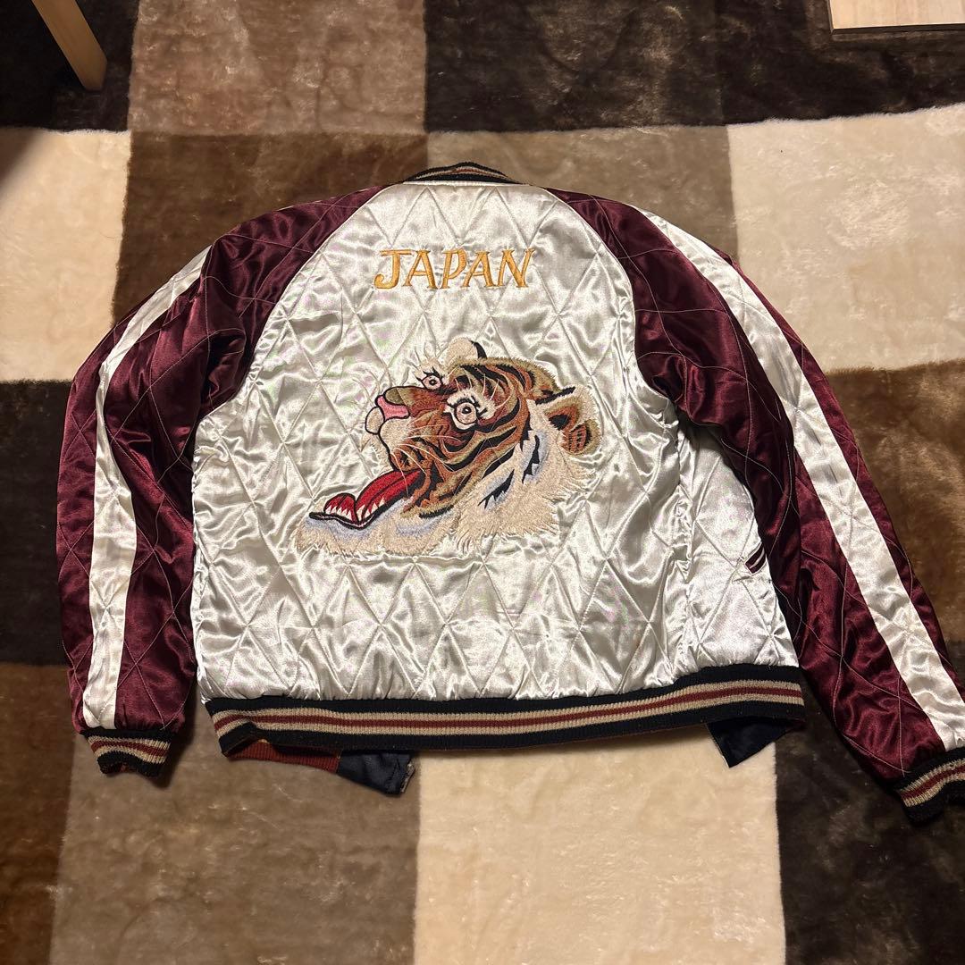虎刺繍 日本地図 スカジャン 港商スペシャルスカジャン TIGER HEAD×JAPAN MAP 虎×日本地図 横須賀MI