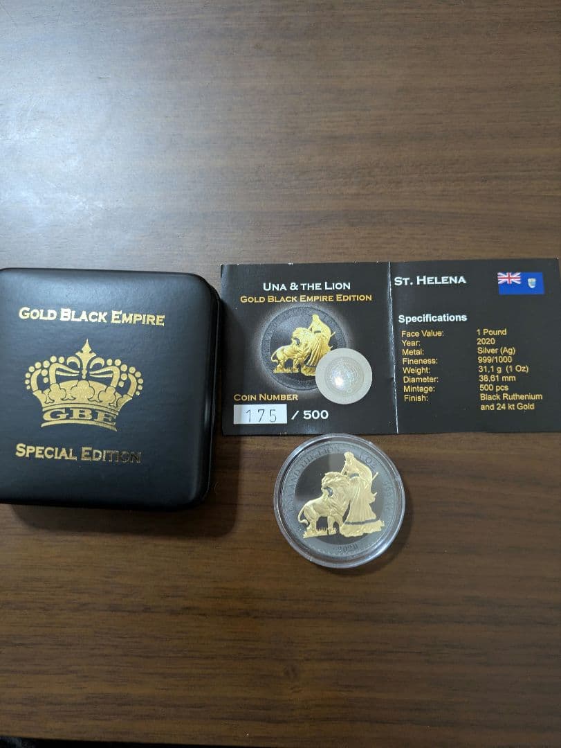 ウナとライオン 金メッキ 175/500 1839年 イギリス ウナとライオン 5ポンド金貨 レプリカ 金メッキ