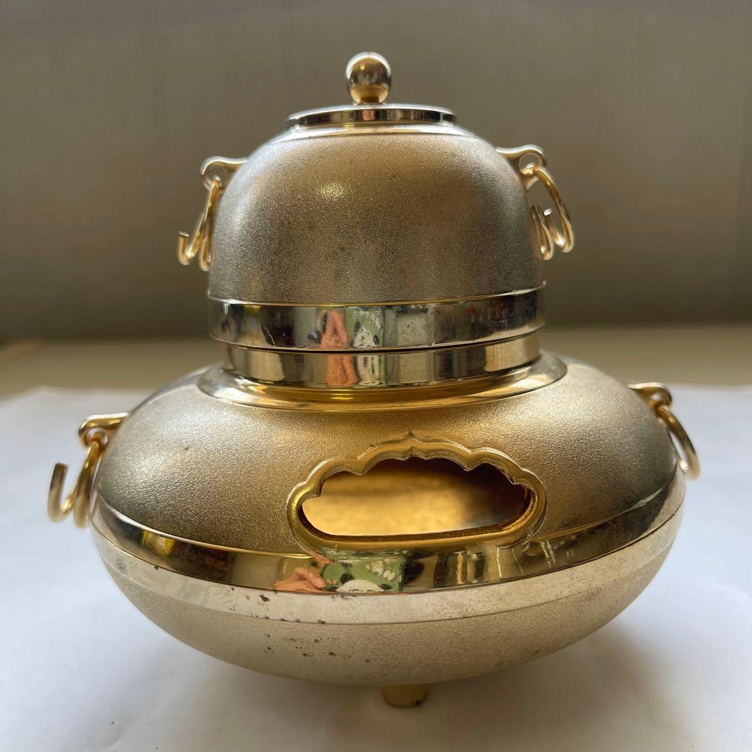 黃金茶釜 24KGP 香炉 銅鋳造インテリア コレクション - メルカリ