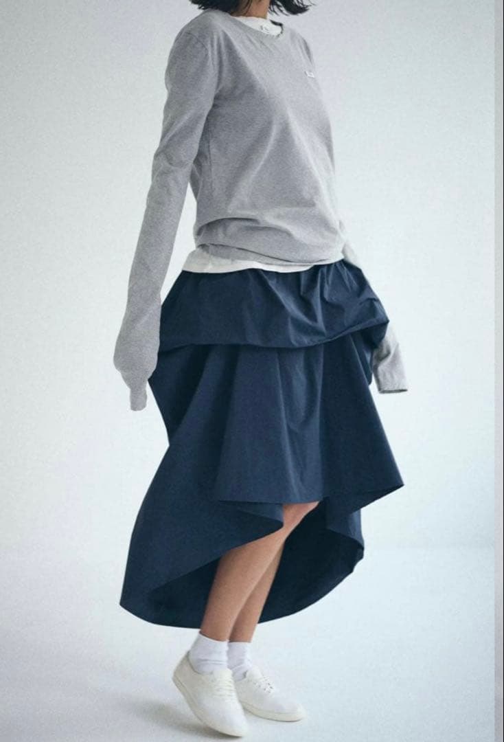 SEA TYPEWRITER DRAPE SKIRTドレープスカート/ ブラック SEA TYPEWRITER DRAPE SKIRT