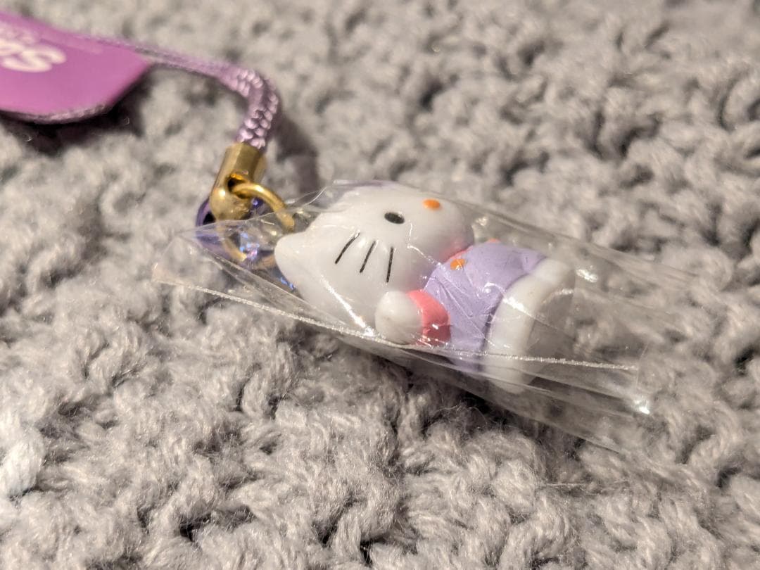 ハローキティ 根付け ラベンダーキティ 鈴 ストラップ 北海道 1998年