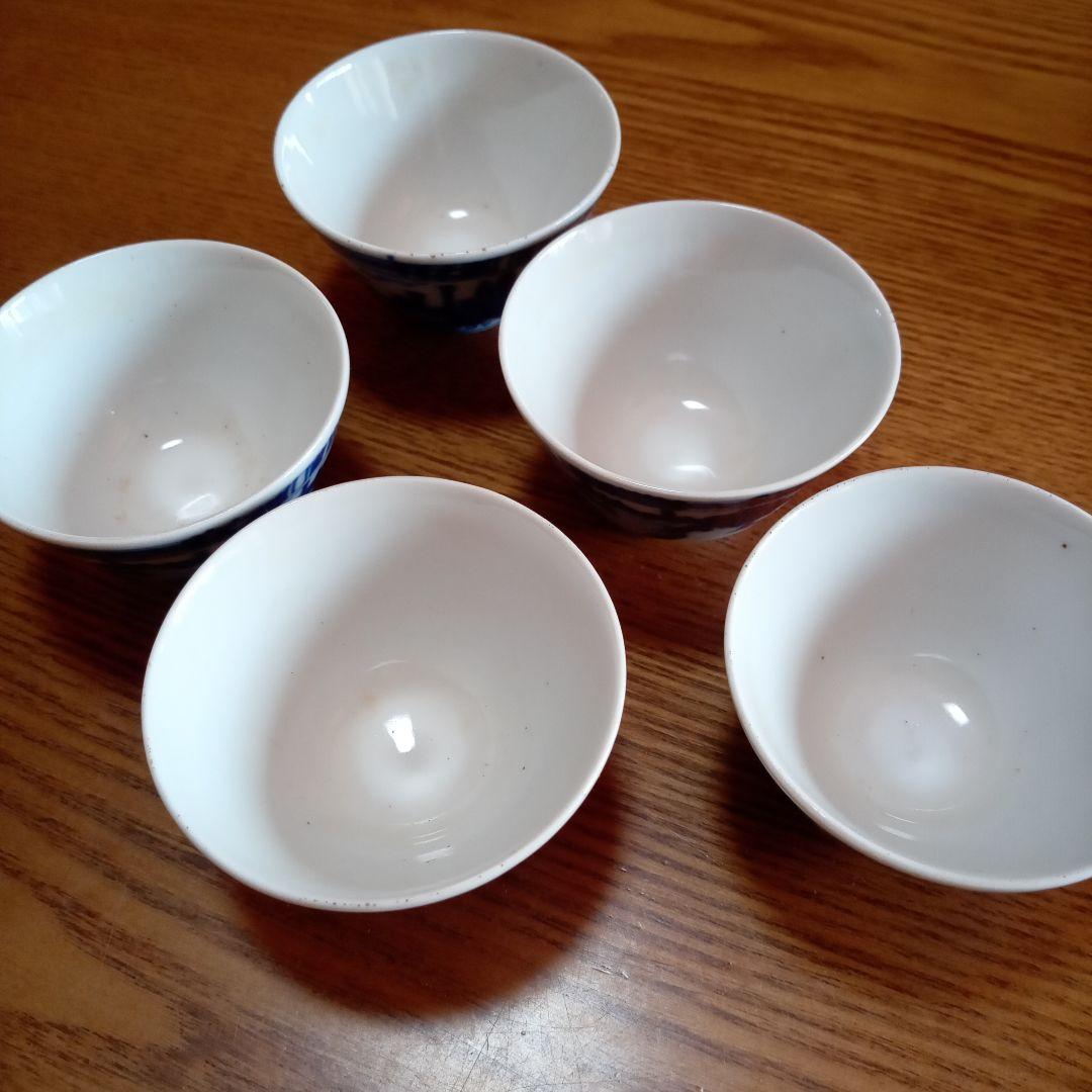 染付 茶碗5個セット 木箱付き - メルカリ