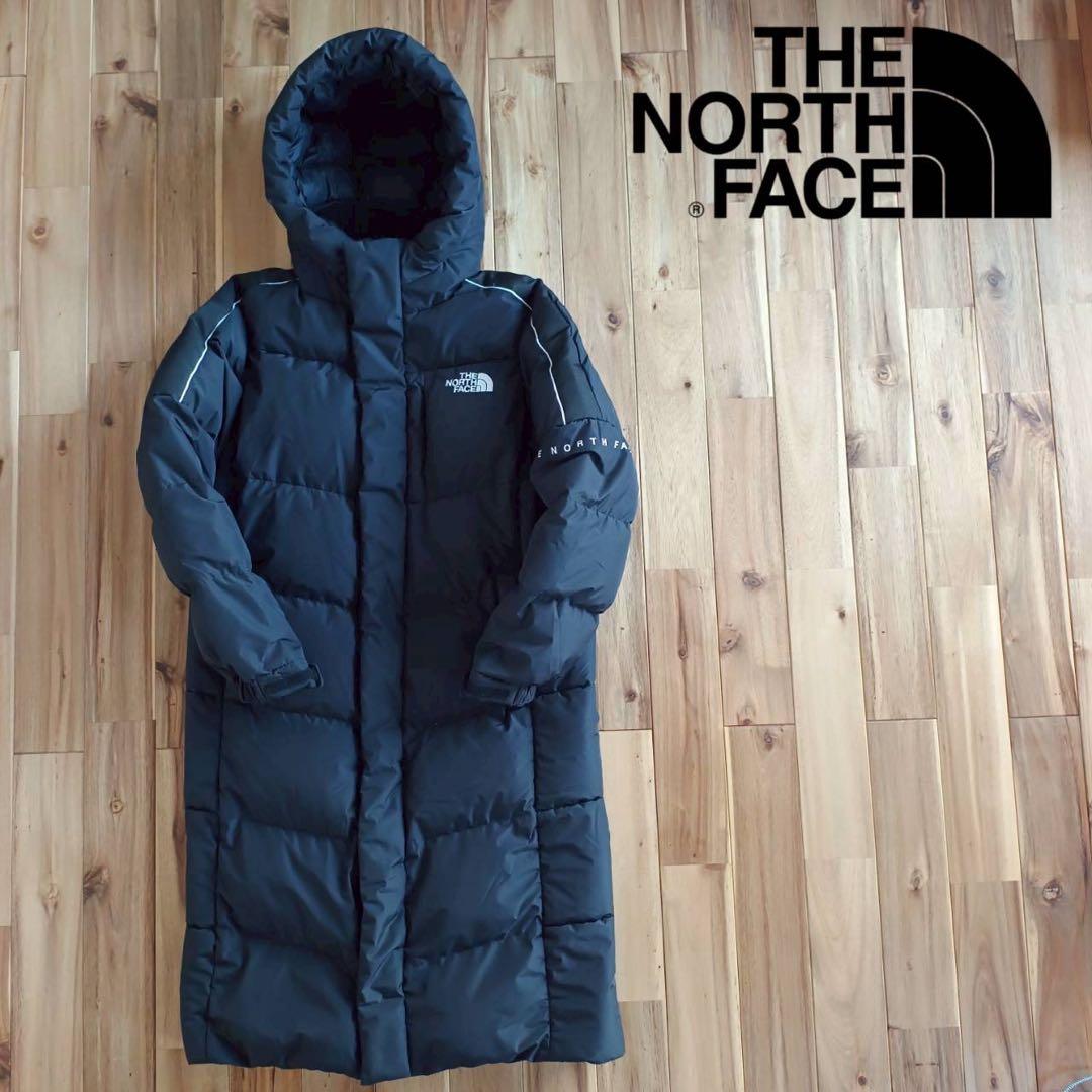 美品　ノースフェイス　ロングダウンジャケット　メンズ XS　ブラック　腕ロゴ ザ・ノース・フェイス THE NORTH FACE アウトドアカジュアル ダウン