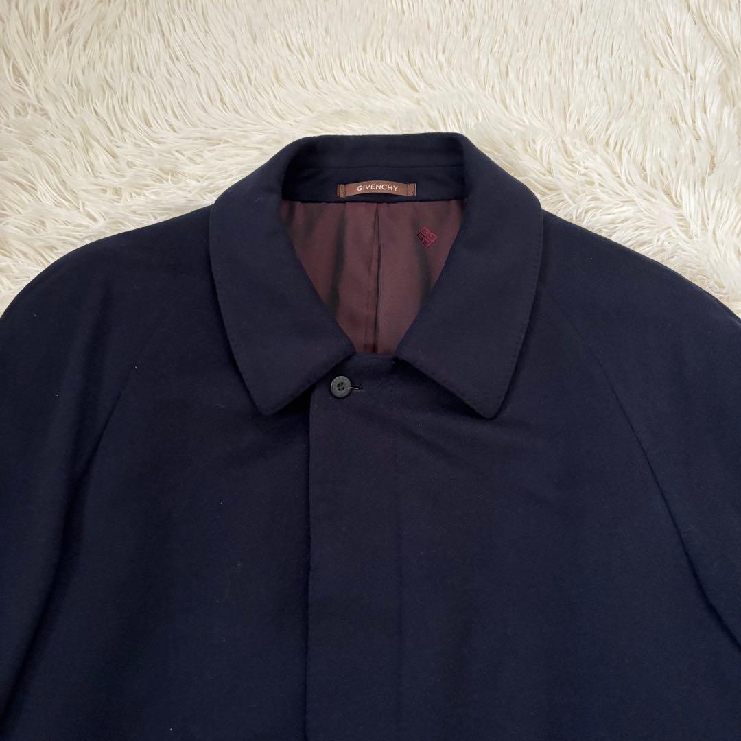 GIVENCHY ジバンシー カシミヤ100 ステンカラーコート ネイビー
