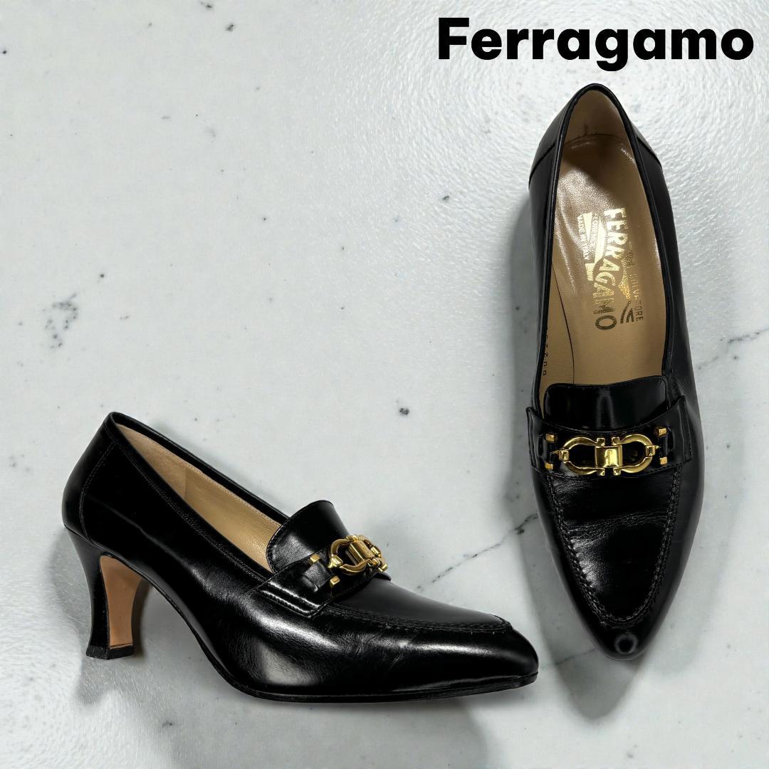 訳あり特価 フェラガモ 7C 24cm ガンチーニパンプス カーフレザー