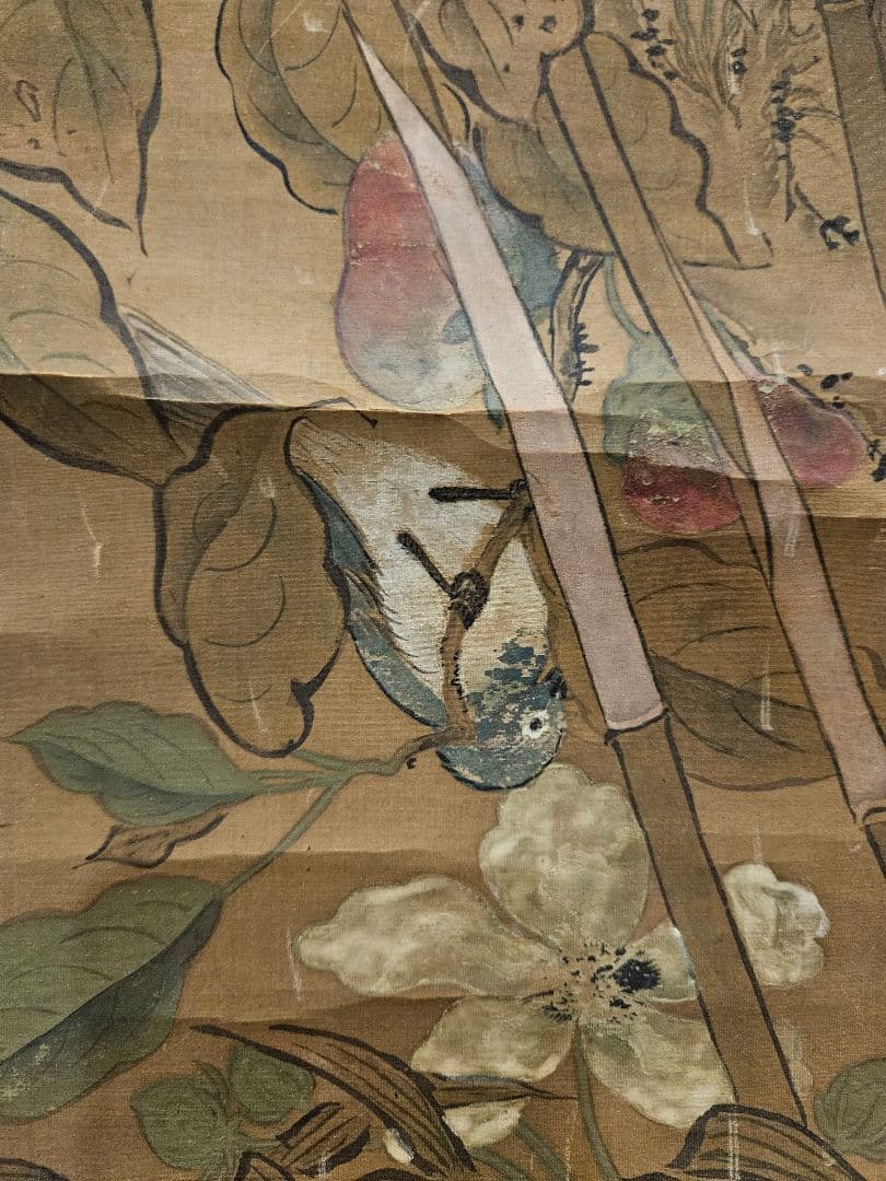 花鳥図　 清代 中国画　絹本　無落款