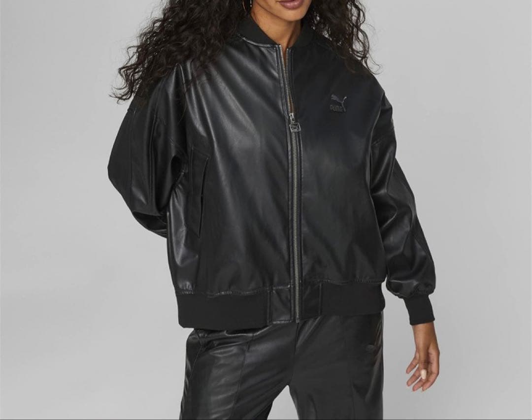 美品】PUMA プーマ T7 オーバーサイズフェイクレザーボンバー