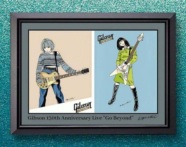 江口寿史/Gibson・ギブソン【A4サイズ写真ポスターフレーム付き2点