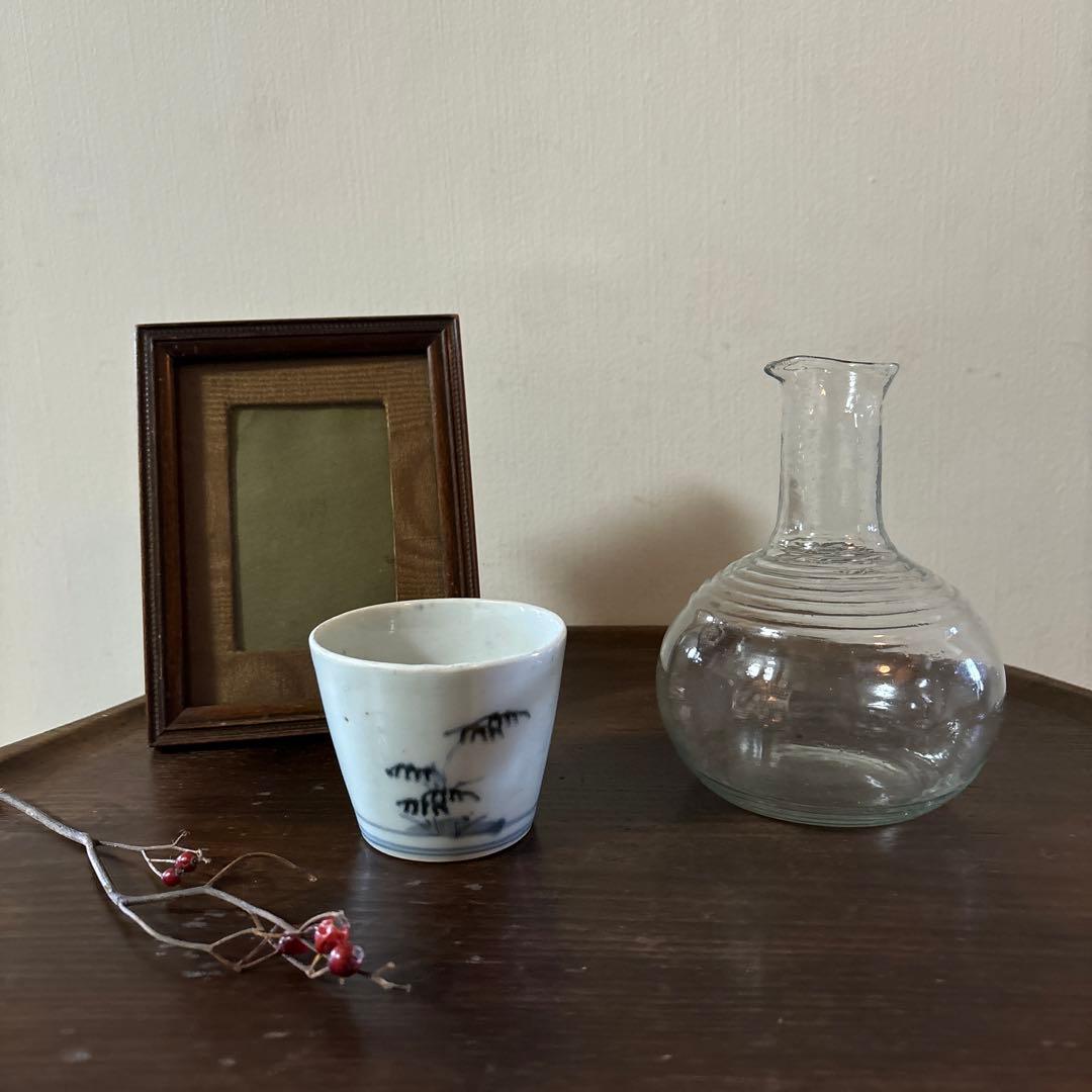 アンティーク ガラス徳利1点 ②吹きガラス 昭和レトロ 古道具 骨董 酒