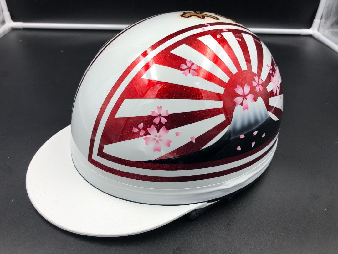 コルク半 カスタム 富士日章 三つボタン ホワイトレッド ラメ 桜 高級