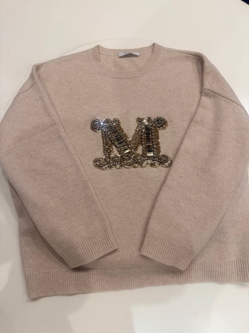 ビジュー付きMモチーフベージュニット 楽天市場】新色追加 手洗い可 トップス レディース かわいい 上品