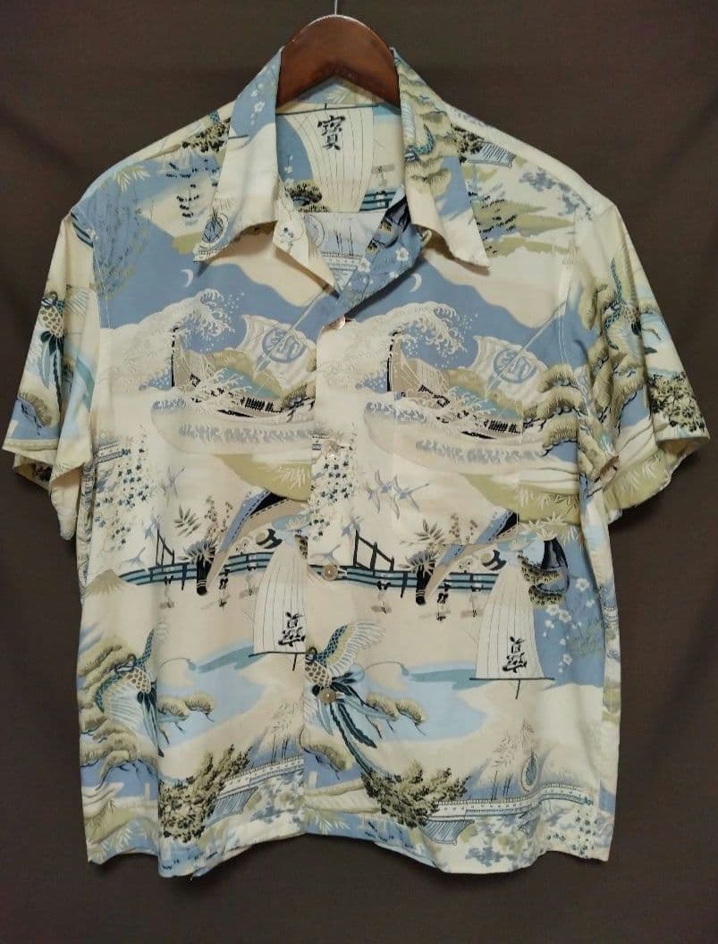 ビンテージアロハシャツ　和柄　50s USED】50s VINTAGE ALOHA SHIRT HAWAIIAN PATTERN - 毎日を楽しく豊か