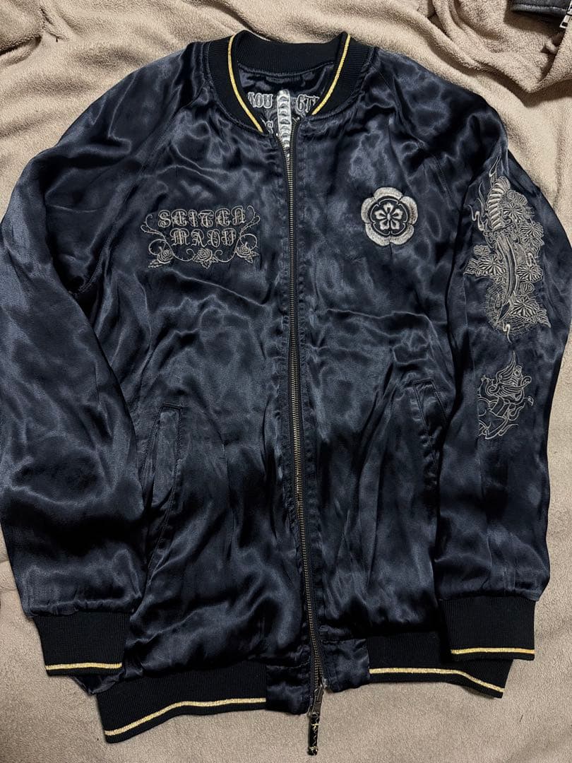 美品 2面用 雅結 蛇 スカル 日本限定 silk スカジャン vintage