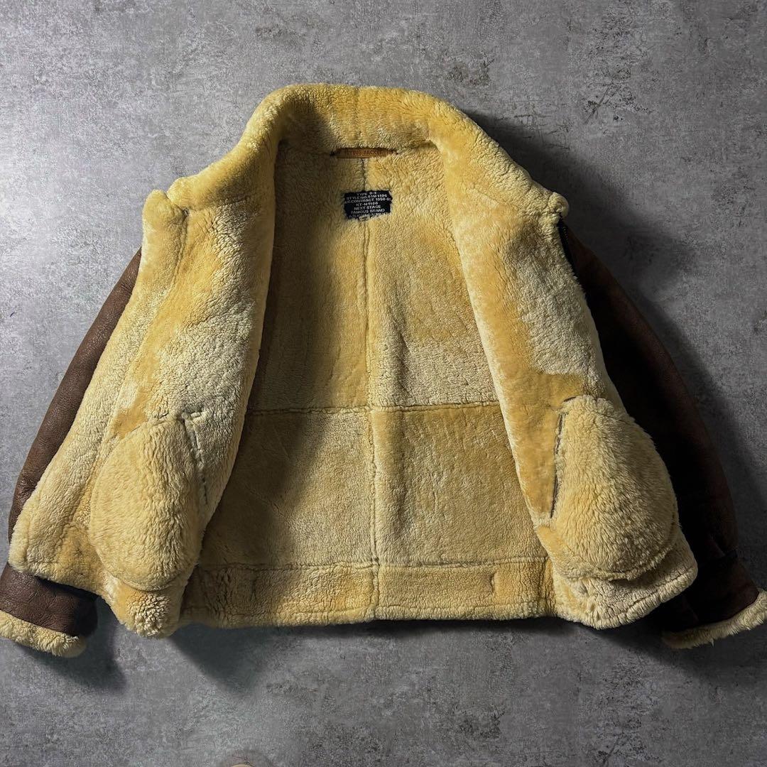 超希少】名作 90s リアルムートン B-3 レザージャケット - ジャケット