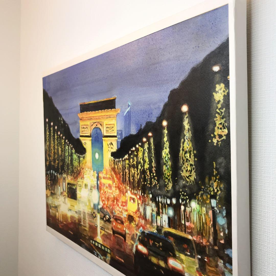 水彩画 パステル フランス パリ 凱旋門 絵画