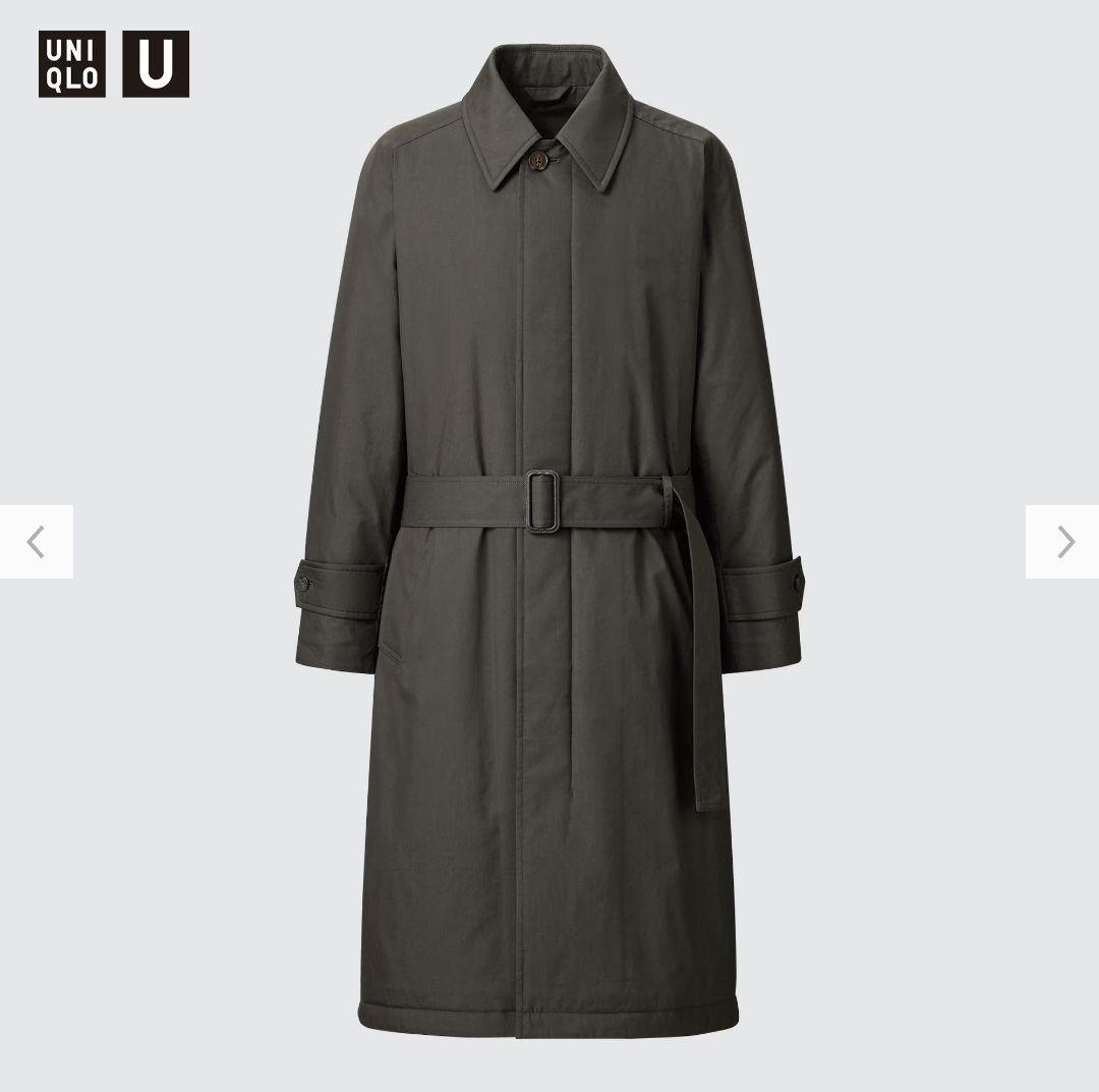 新品】ユニクロU パデッドステンカラーコート オリーブ L - メルカリ