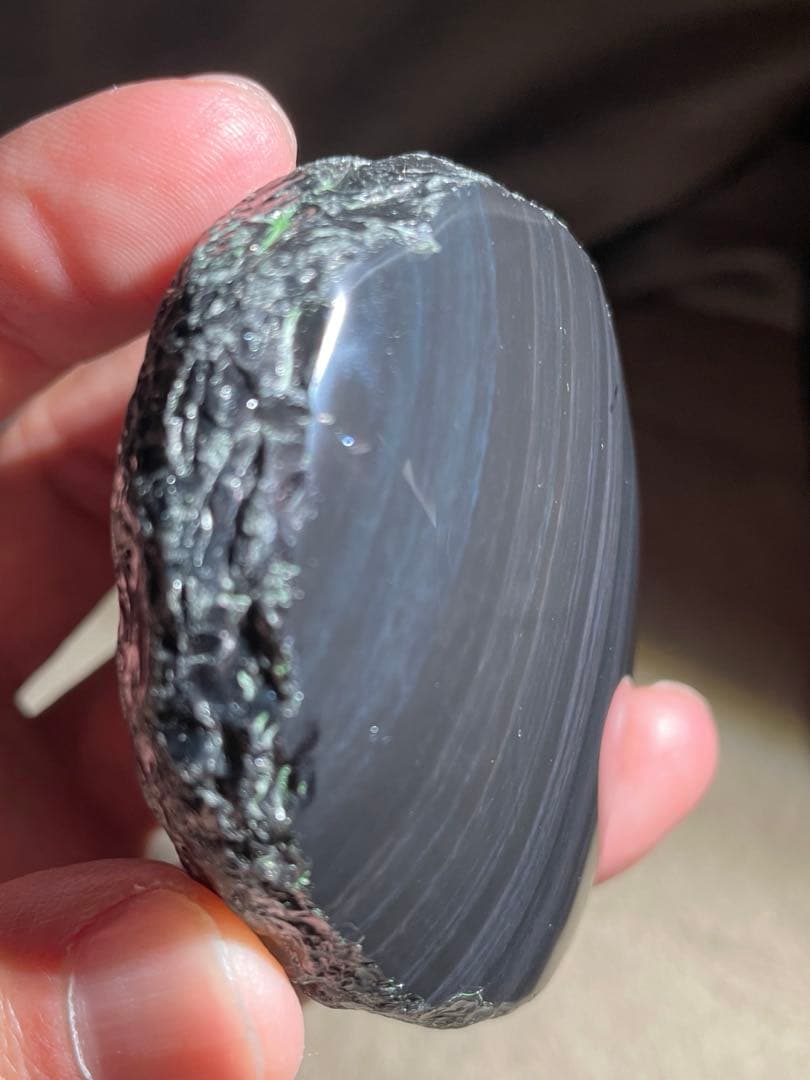 研磨品　十勝石玲瓏複合色　レインボーオブシディアン
