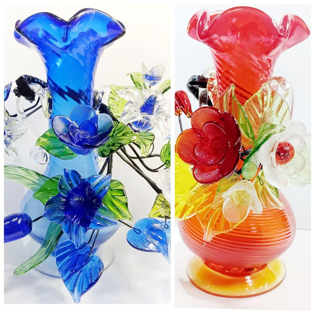 美品】琉球ガラス 花瓶 ガラスオブジェ ガラス工芸30cm - メルカリ