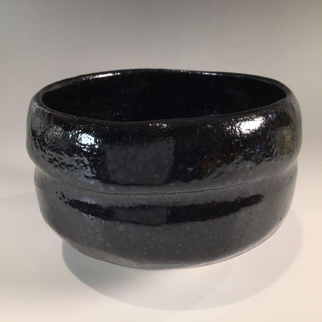 P679 黒楽茶碗 『佐々木松楽造』『大徳寺 福本積應 箱書』 共箱