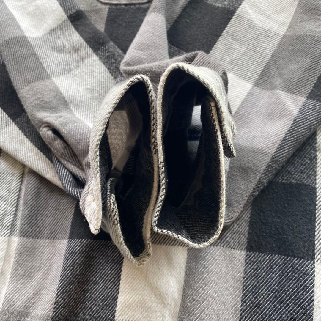 FIVE BROTHER 90's 白 黒 グレー ブロックチェック ヘビーネル - メルカリ