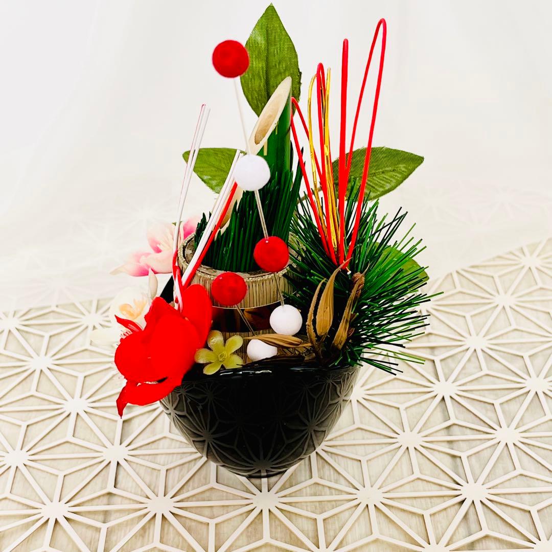 門松 卓上 ミニ 黒 梅 松 金 笹 可愛い 門松 ハンドメイド お正月飾り