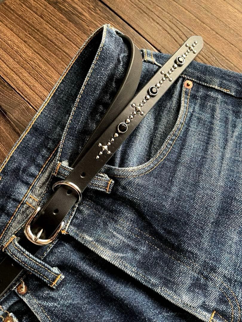 ナローロングベルト シルバー 牛ヌメ exca HTC CALEE