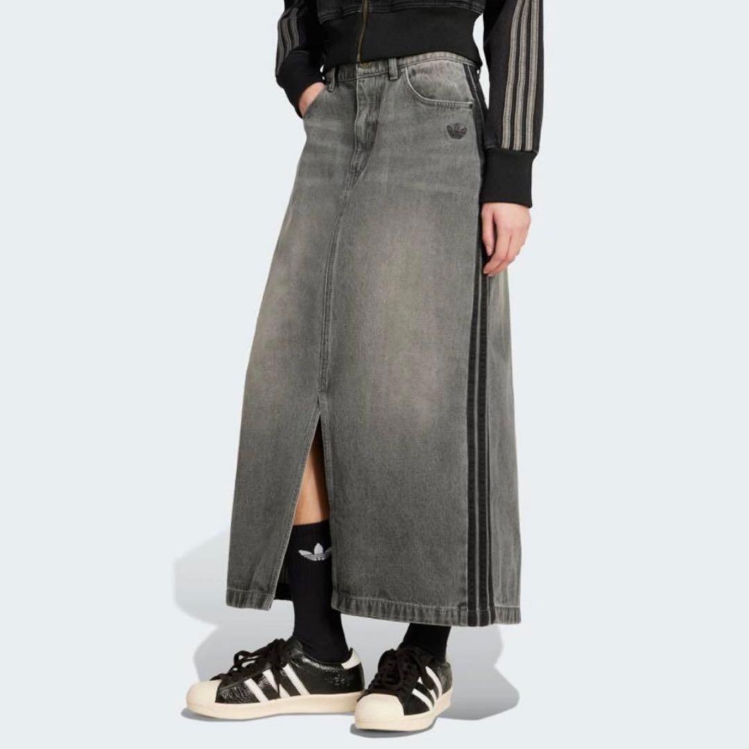 adidas アディカラー スリーストライプス デニム ペンシルスカート M アディカラー スリーストライプス デニム ペンシルスカート