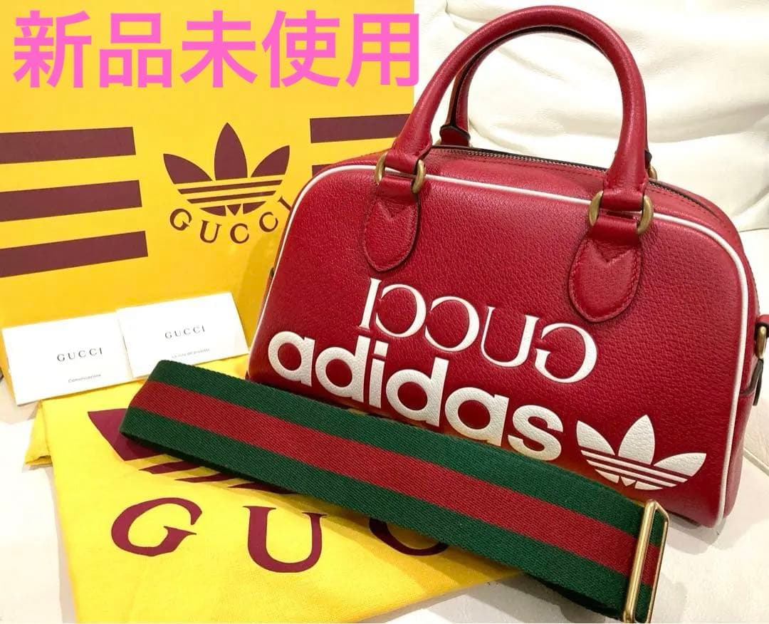 adidas x Gucci ミニ ダッフルバッグ ボストンバッグ 赤 レッド - メルカリ