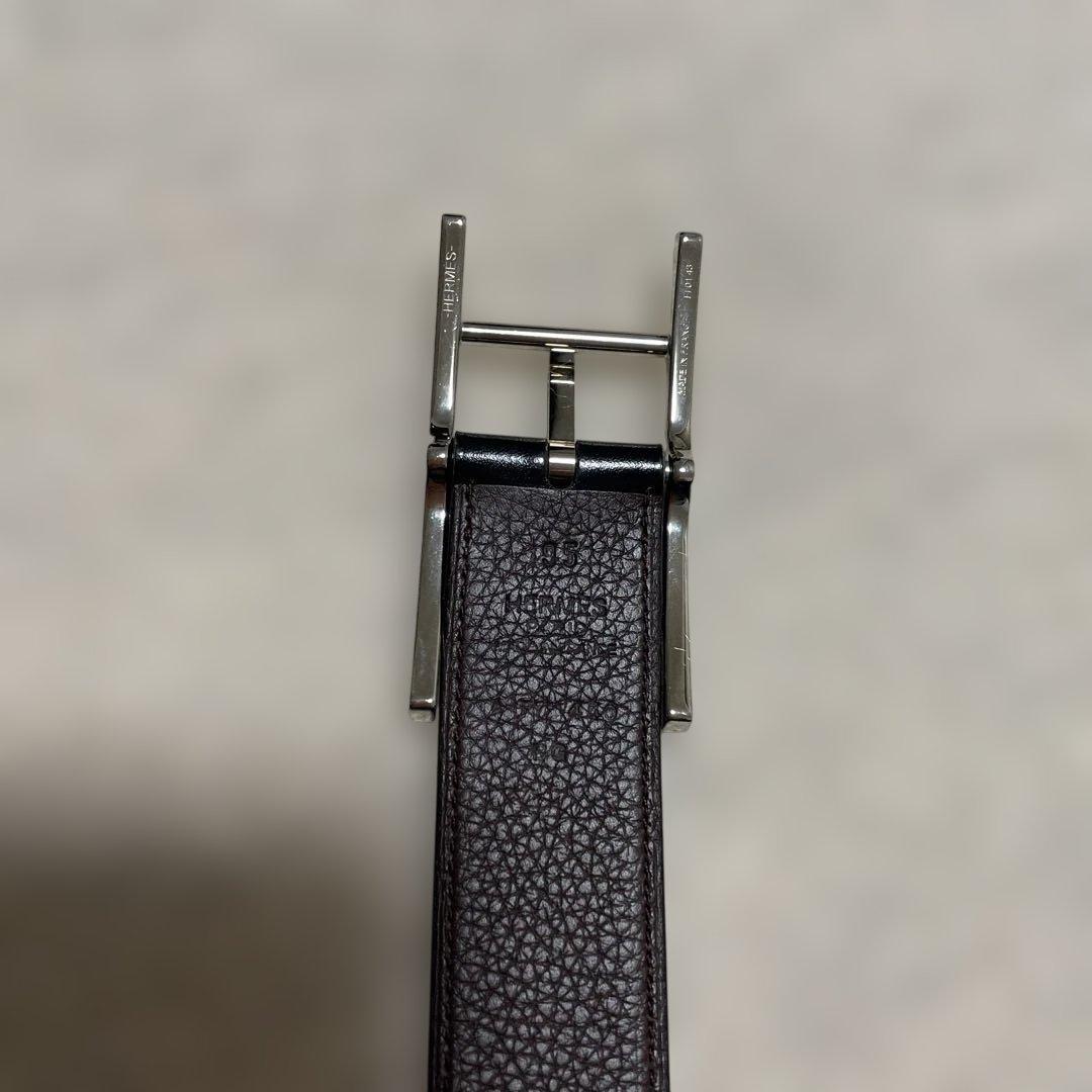 【HERMES】リバーシブルベルト 《カンタン》 32 黒 / ショコラ