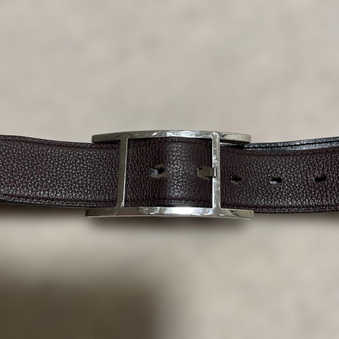 【HERMES】リバーシブルベルト 《カンタン》 32 黒 / ショコラ