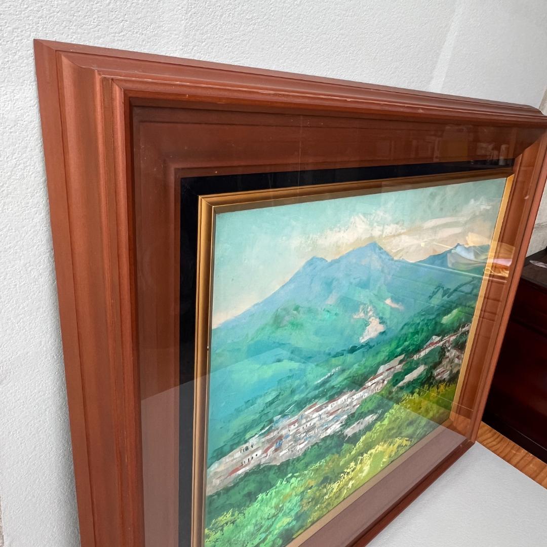 額縁付き 広瀬和之 F12 油彩画 雲仙