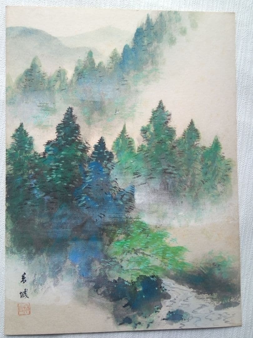 名古屋の画家浅見香城の風景画紙本日本画(まくり）全8