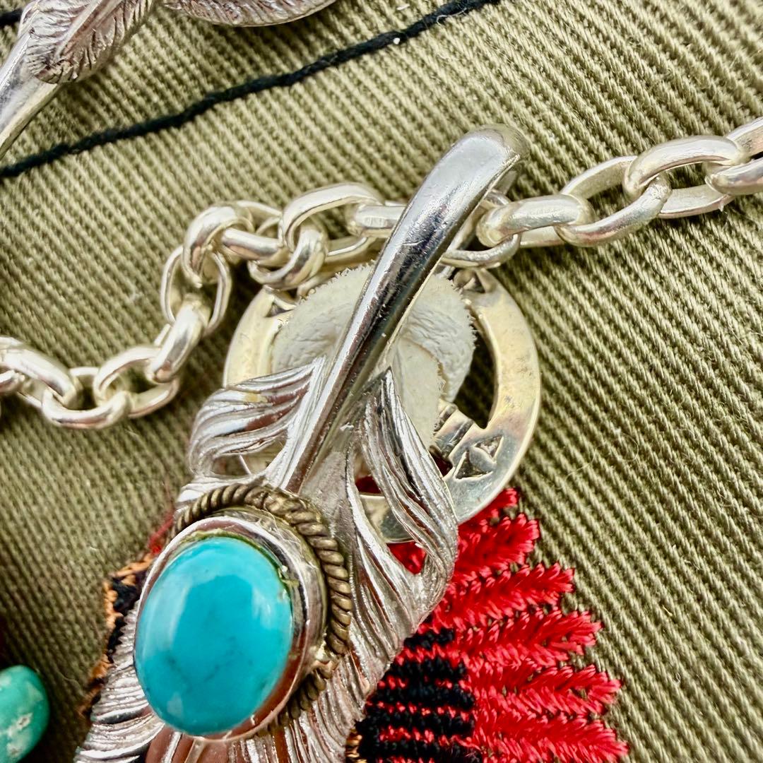美品 SAAD ターコイズ付きフェザー ホイール、フックネックレスセット