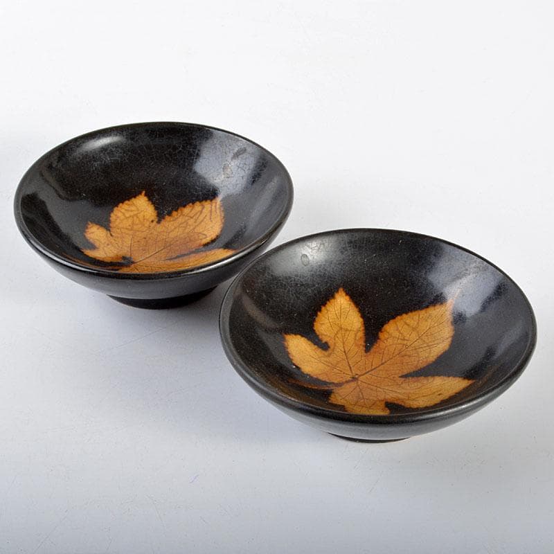 中国南宋吉川窯木葉天目碗一對CR4467