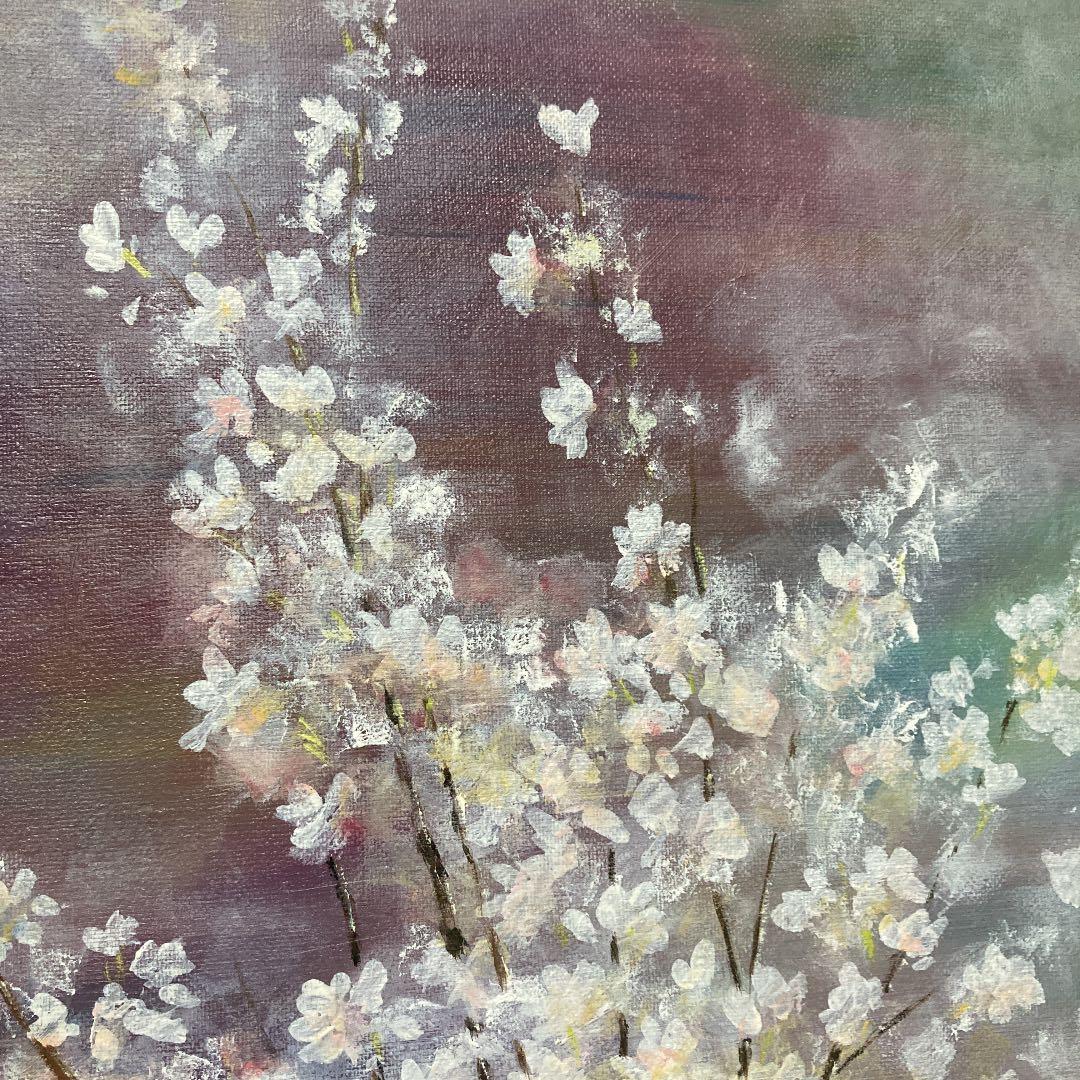 油絵　風景画　原画　桜　F6