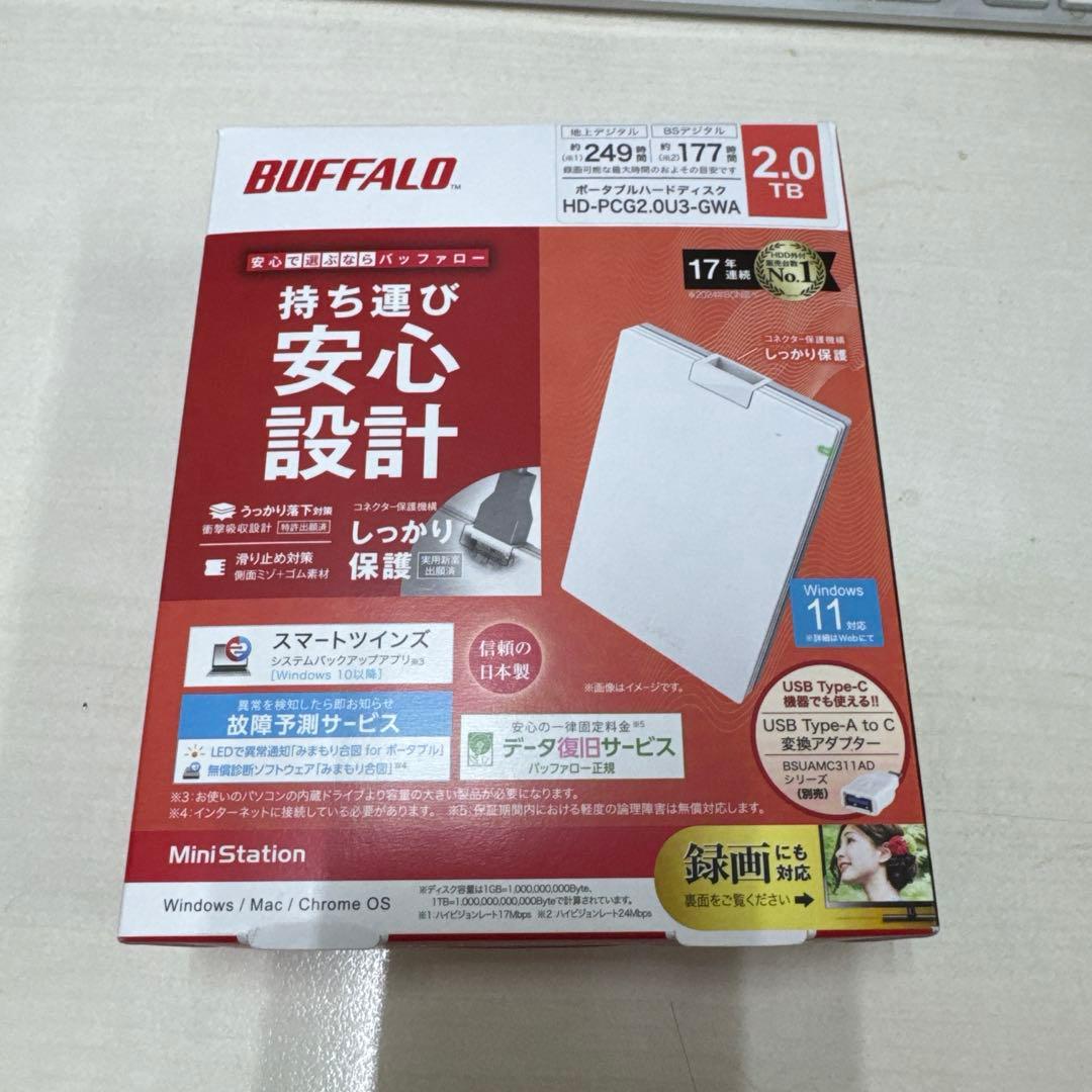 BUFFALO ポータブルHD HD-PCG2.0U3-GWA 2.0TB
