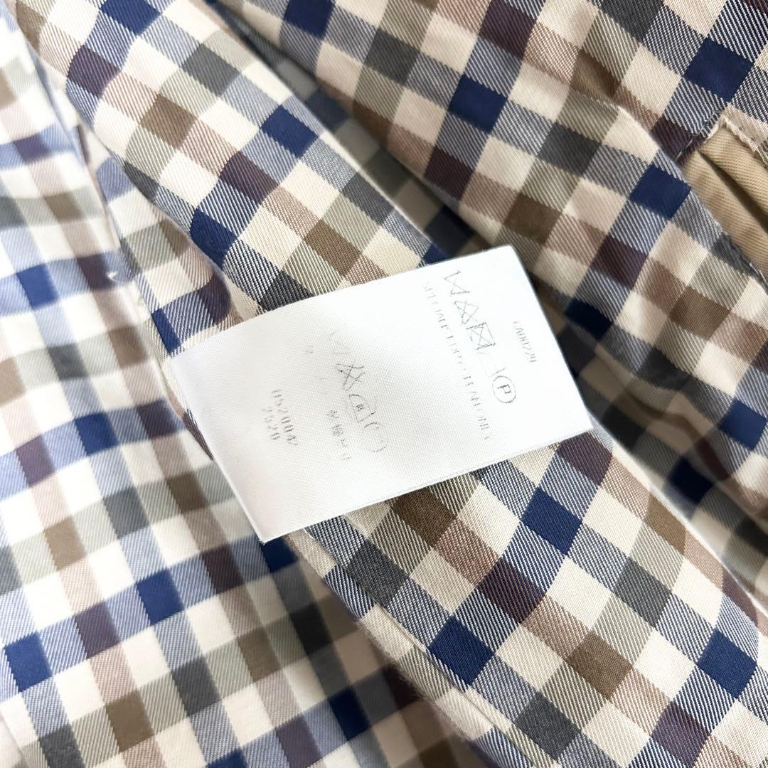 美品 アクアスキュータム ステンカラーコート クラブチェック マキシ丈