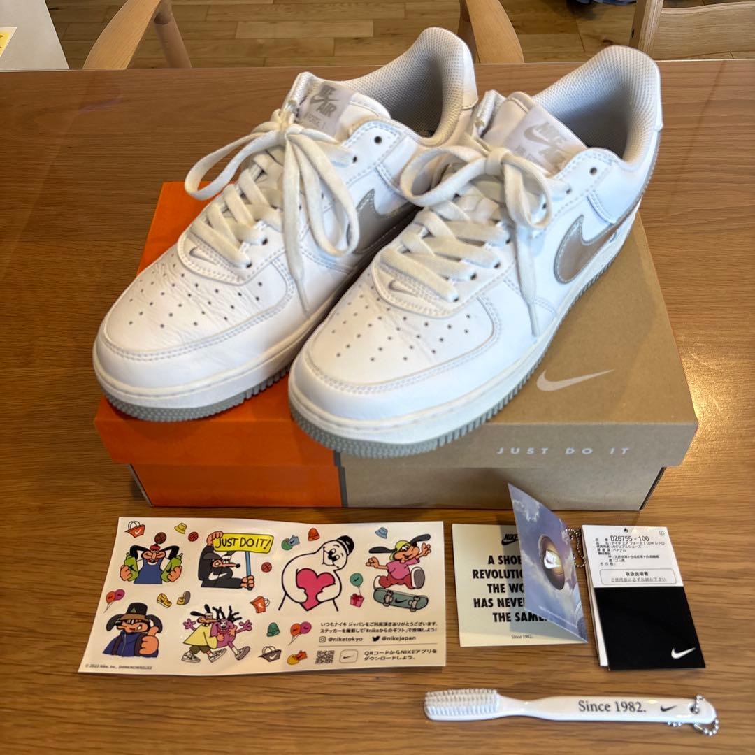 NIKE AIR FORCE 1 LOW RETRO 白×銀 26.0cm