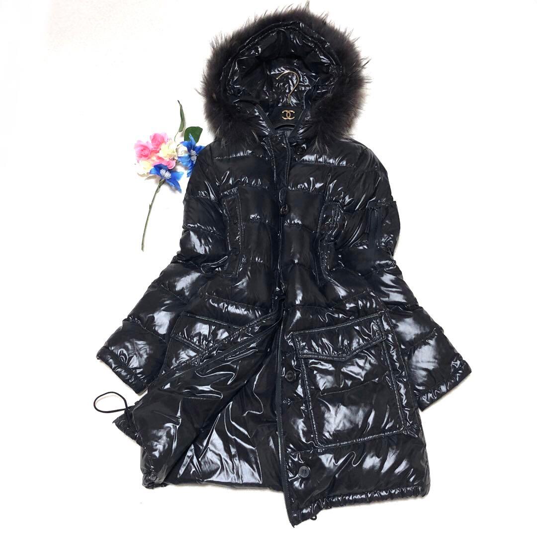 未使用級　デュベティカ　ダウンコート　corcira　ラクーンファー　黒　40 未使用級 デュベティカ ダウンコート corcira ラクーンファー 黒 40