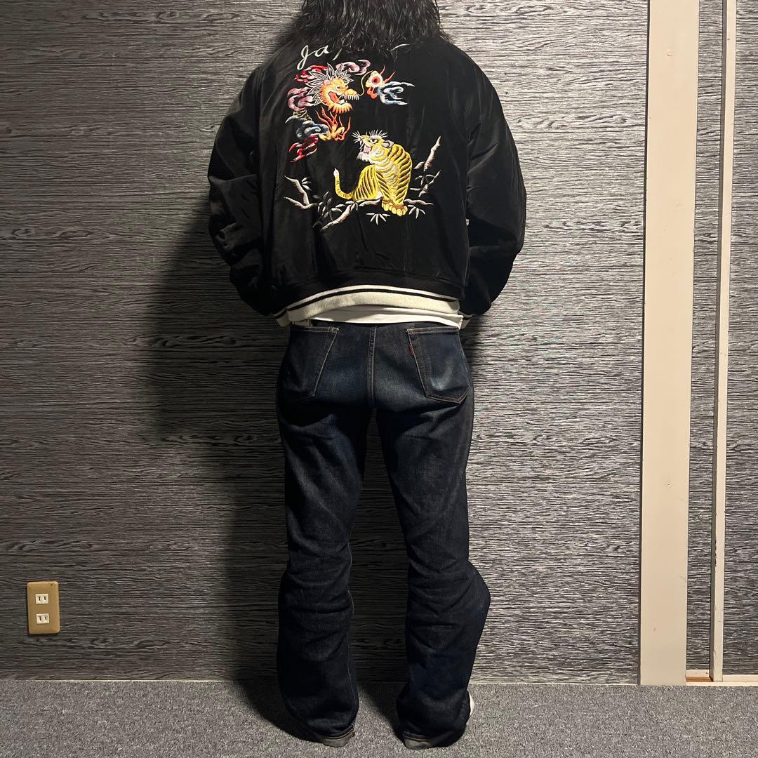 着画あり 黒 別珍 リバーシブル スカジャン NEYRIES