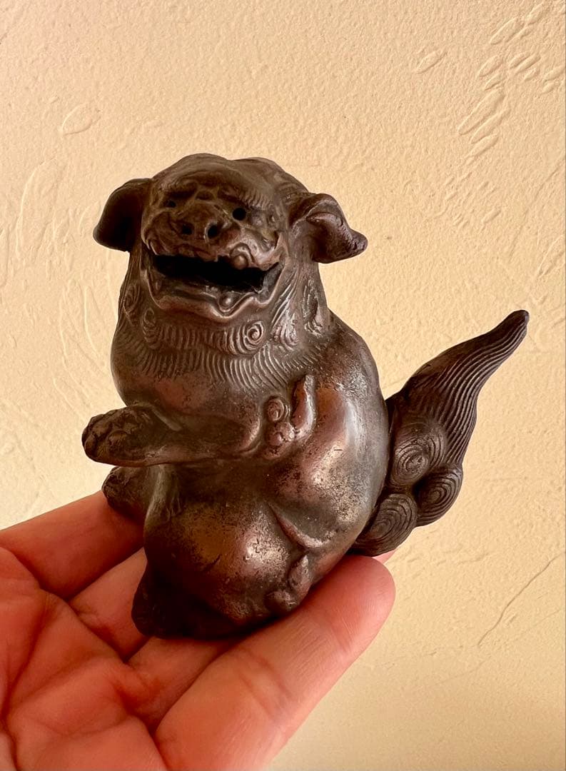 時代物　古い備前焼　獅子　置物　古備前　狛犬　阿吽 古白備前焼 獅子置物 184