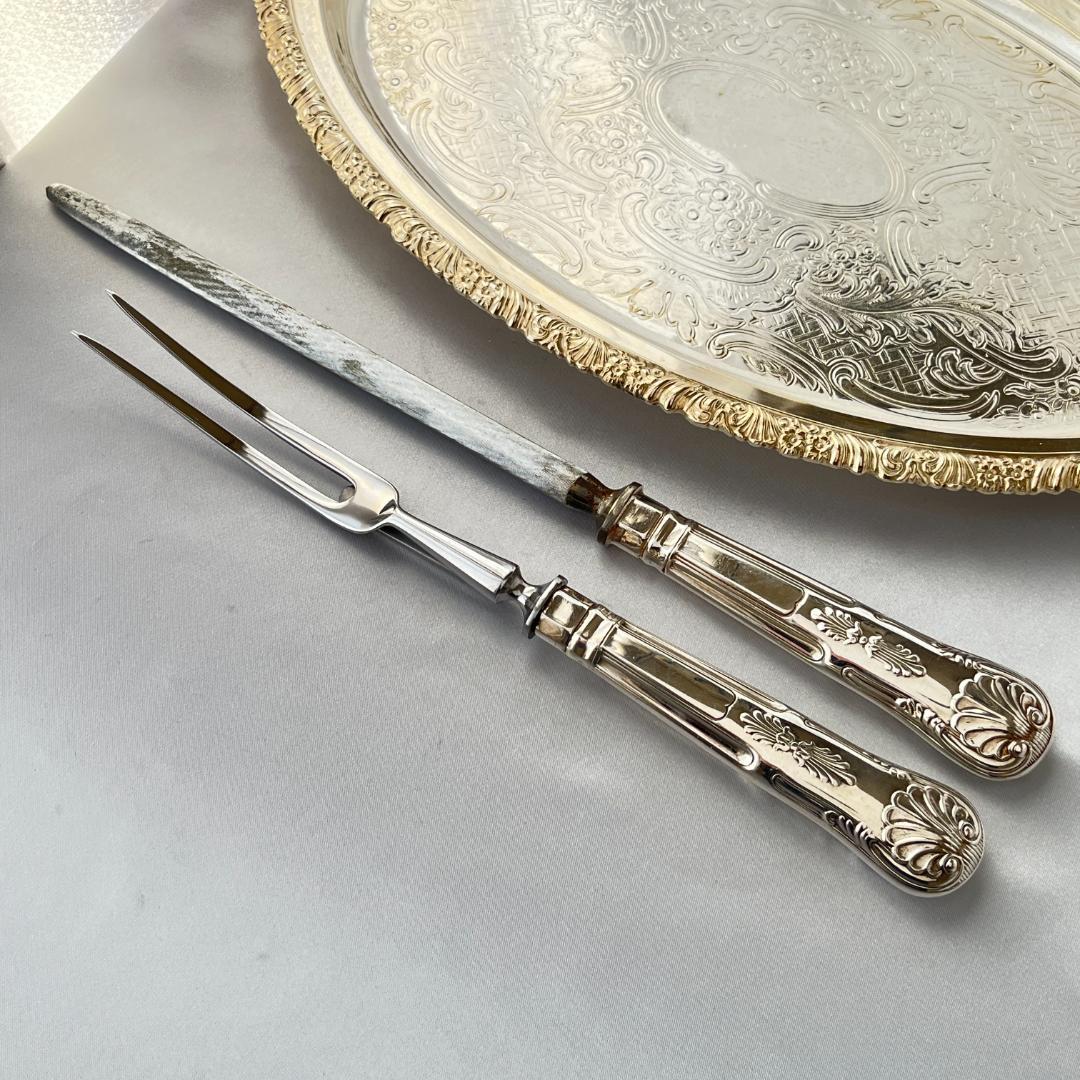 英国】 キングスパターンのシャープナー / サービングフォーク