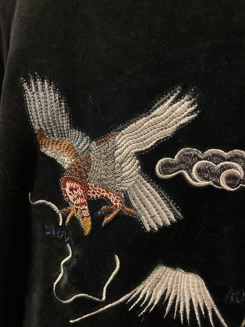 王道 ラフ 別珍スカジャン 鷹 龍刺繍 - メルカリ