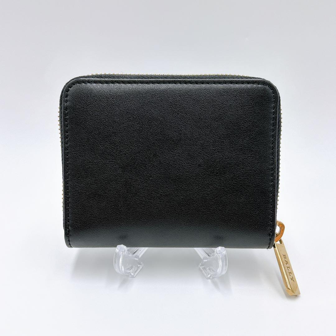 極美品 ＊ BALLY バリー レザー ラウンドジップ ミニ財布 ブラック