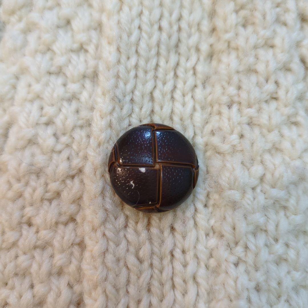 希少茶タグ】インバーアラン カーディガン くるみボタン アイボリー