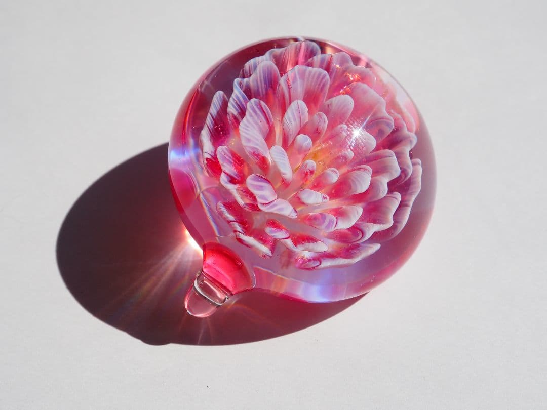 ꫛꫀꪝ硝子の髪飾り☆ポンポネグラス☆ヘアゴム 「想像の花」pink