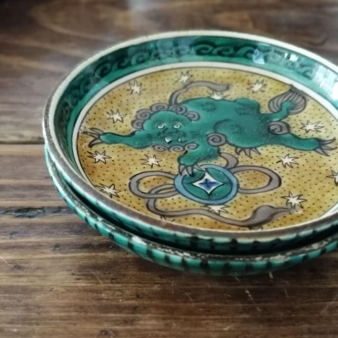 再興久谷 九谷焼 吉田屋 青手 獅子 小皿 2客 - メルカリ